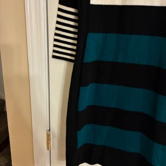 Studio One Women's Colorblock Green Black White Sweater Knit Dress Sz L Holiday - Picture 2 of 9